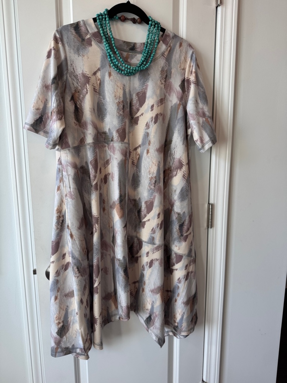 LOGO by Lori Goldstein French terry easy wear dress in neutral tones. NWOT.